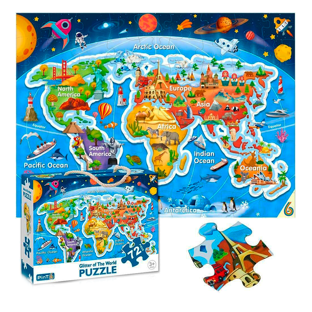 Puzzle Mapa Mundial Rompecabezas 72 Pcs. Jumbo (60x44cm)