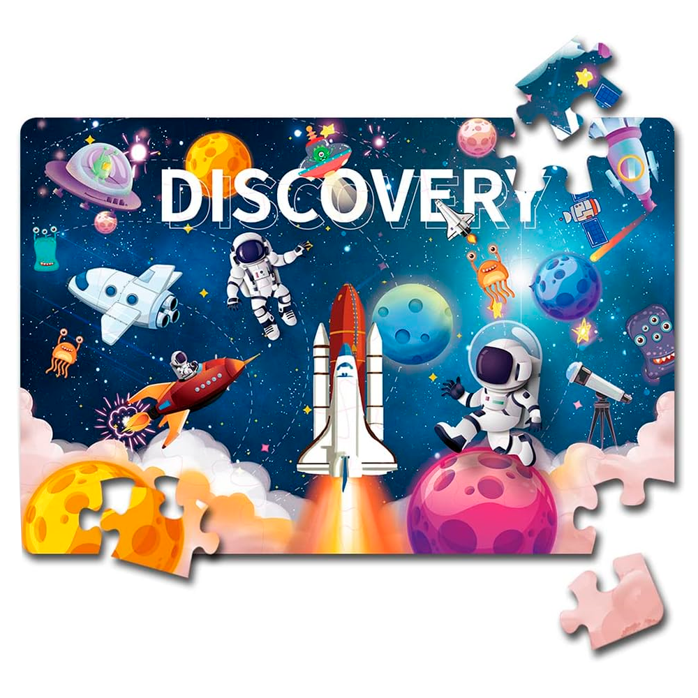 Pack x4 Puzzle "Descubre el Espacio" Rompecabezas 48 Pcs. Jumbo (75x50cm)