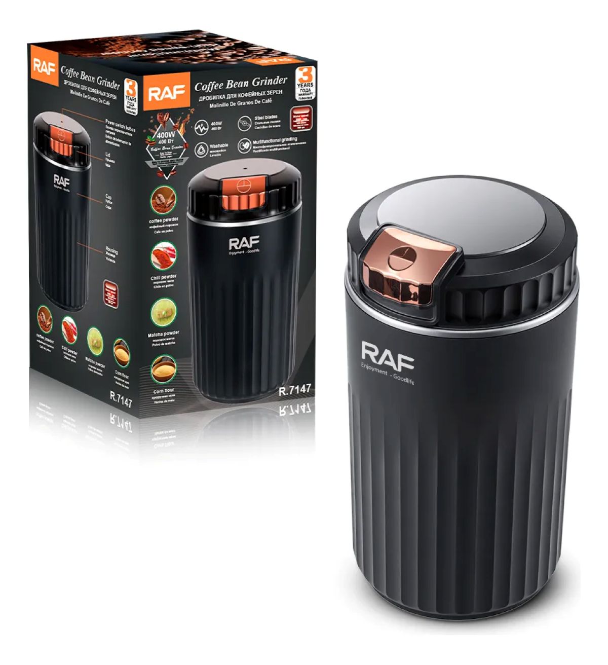Molinillo Eléctrico de Café Y Especias 400W Moledor Acero Inoxidable