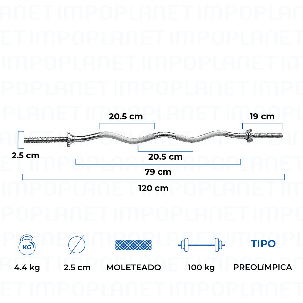 Barra Para Pesos Curva 1.2 Mts