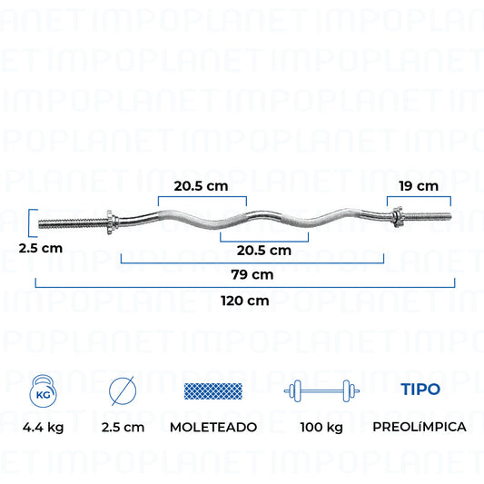 Barra Para Pesos Curva 1.2 Mts