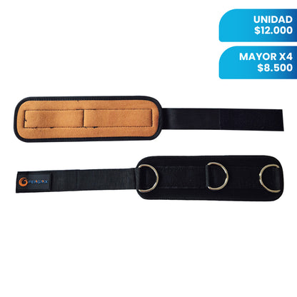 Pack X4 Tobilleras Straps Triple Agarre para Polea PRO