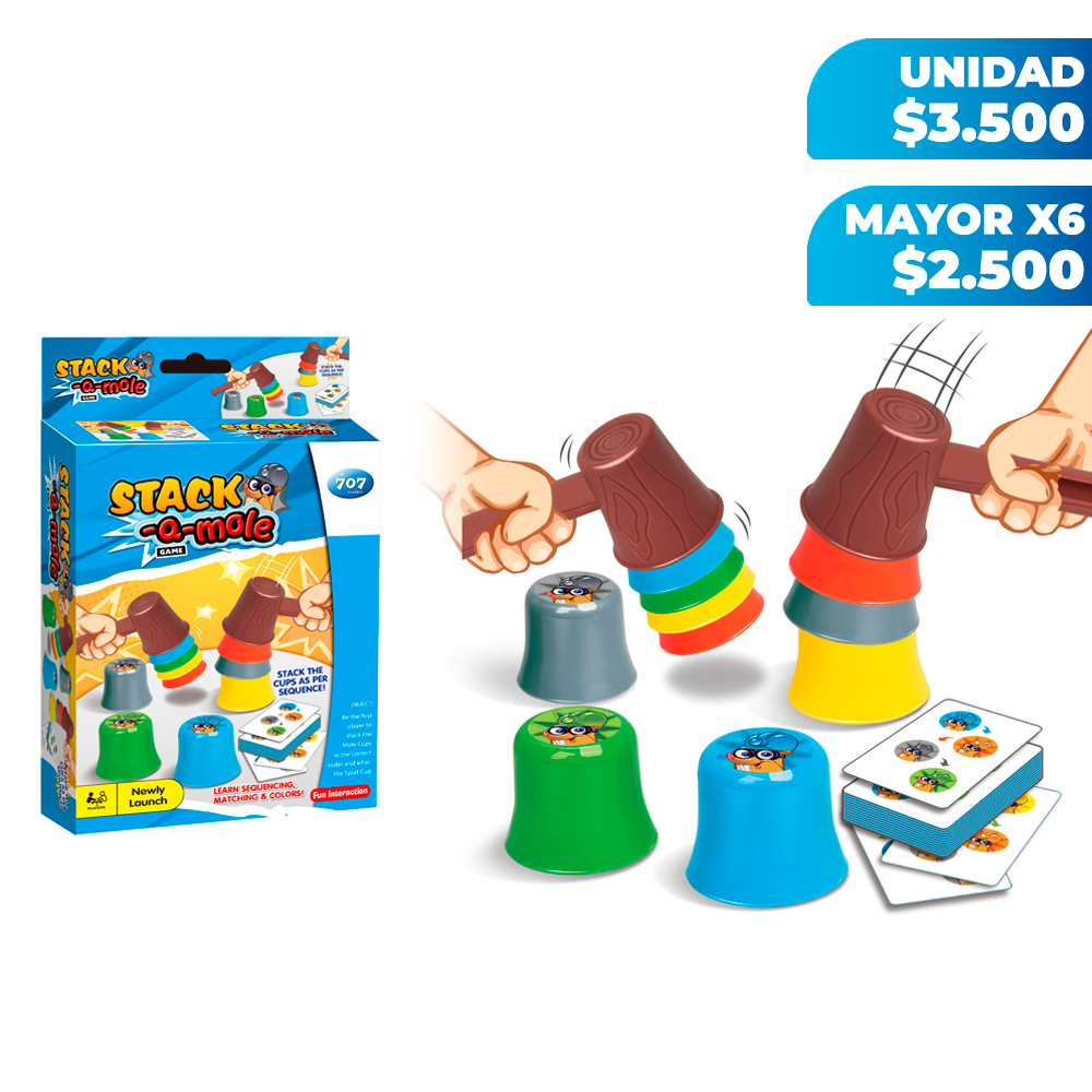 Pack X6 Juego de Mesa Apilando Topos "Stack a Mole"