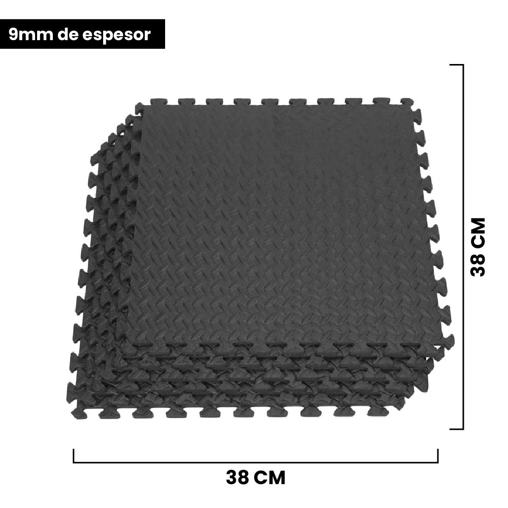 Set 6 Piezas Tatami Negro 38cm x 38cm x 9mm