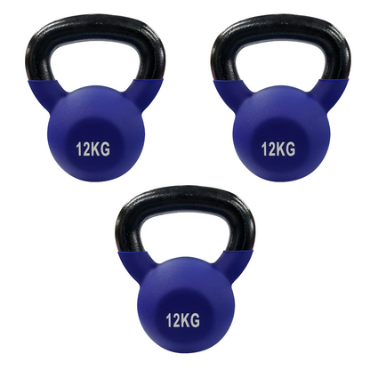 Pack X3 Pesa Rusa Kettlebell 12kg Fierro Vinilo