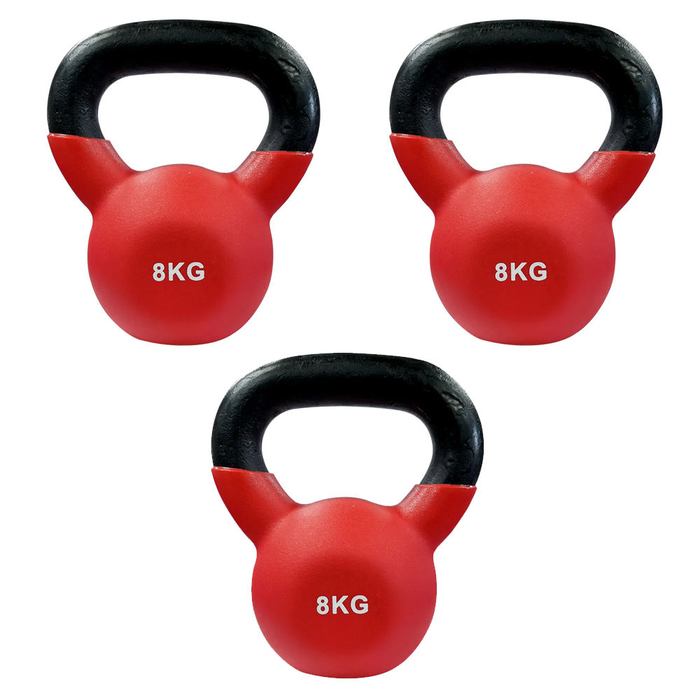 Pack X3 Pesa Rusa Kettlebell 8kg Fierro Vinilo