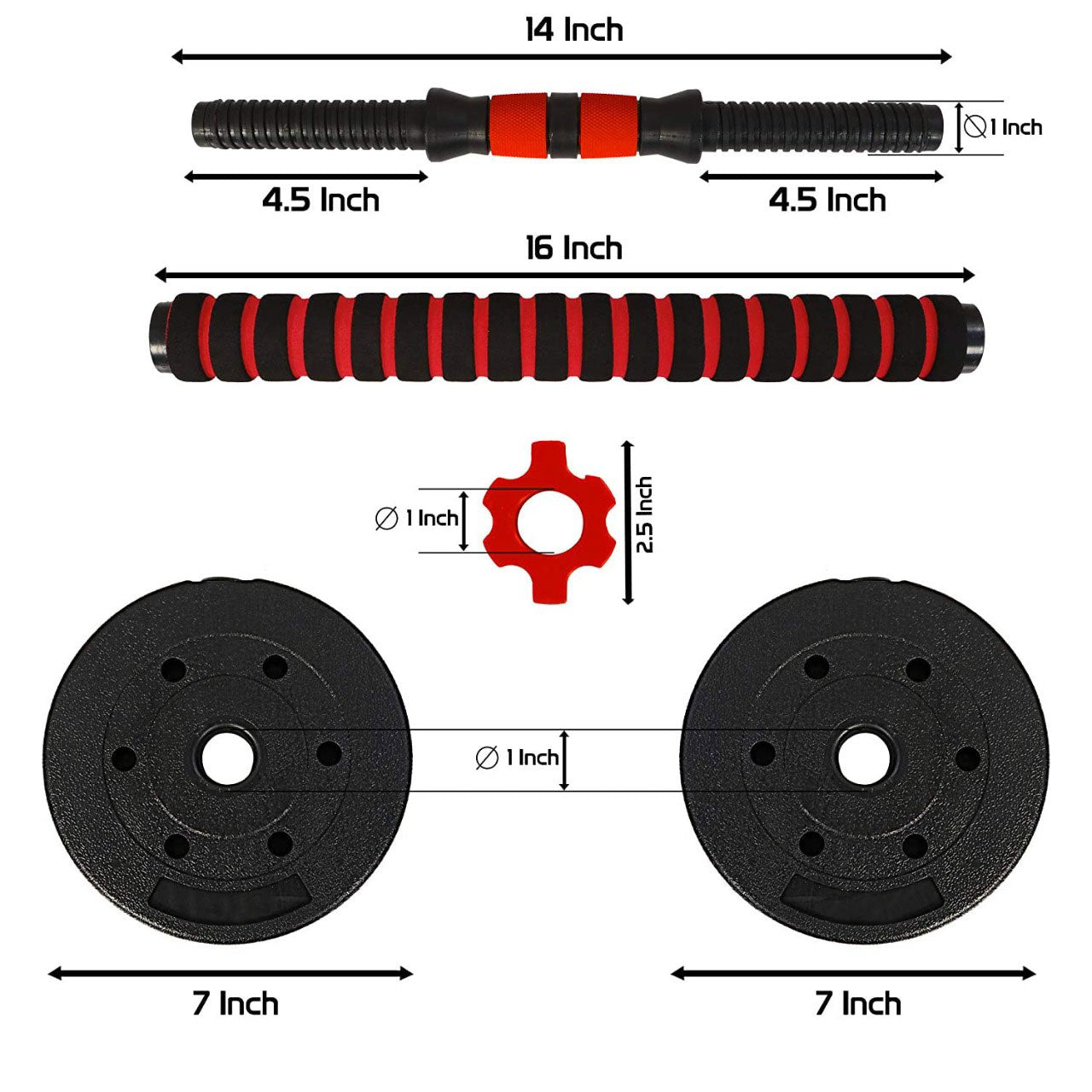 Set Mancuernas Unibles 10kg Pvc